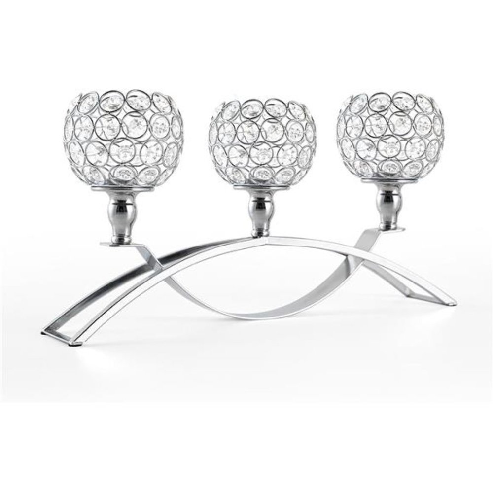 3Arm Crystal CandleStick Holder for Table Centerpiece,Silver Candelabra Ornament